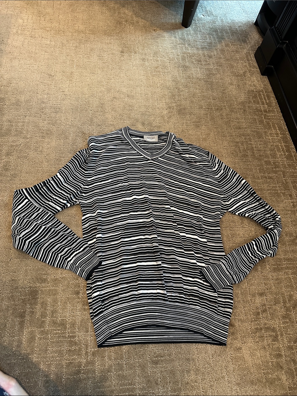 Sport Missoni Black White Stripe V-Neck Sweater
